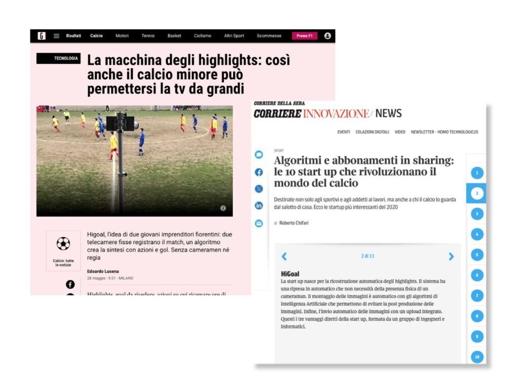 Articoli tratti da Gazzetta dello Sport e Corriere della Sera in merito a HiGoal